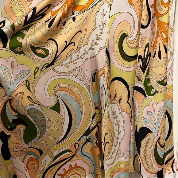 Zara Retro/Y2K Tie Front Paisley Floral Satin Halter Sleeveless Midi Slip Dress - Picture 12 of 16